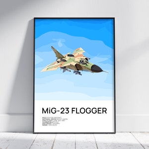 MiG-23 Flogger Poster, MiG-23 Print, Aviation Poster, Fighter Aircraft, Aviation Wallart, Aviation Gift, Aviation Artwork, Aviation Print
