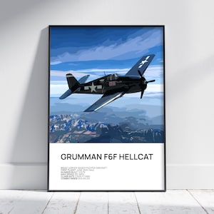 F6F Hellcat Poster, Grumman F6F Hellcat Print, Aviation Poster, Fighter Aircraft, Aviation Wallart, Aviation Gift, Aviation Artwork