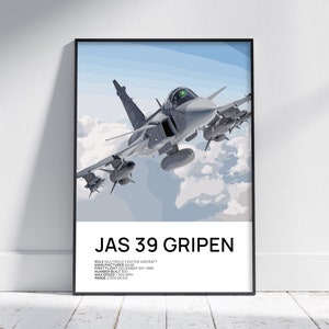 JAS 39 Gripen Poster, Saab Gripen Druck, Luftfahrt Poster, Kampfflugzeug, Luftfahrt Wandkunst, Luftfahrt Geschenk, Luftfahrt Kunstwerk, Druck