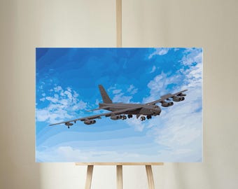 Lienzo B-52 Stratofortress Impresión B-52 Impresión B52 Póster B52 Stratofortress Arte mural Arte mural de aviación Lienzo de avión de combate Avión de combate