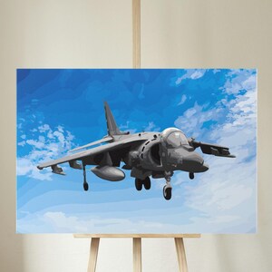 Hawker Harrier Canvas, Hawker Harrier Print, Aviation Wall Art, Fighter Jet Canvas, Fighter Jet Wall Decor, Military Gift, Aviation Artwork