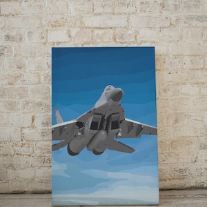 MiG-29 Fulcrum Canvas, MiG-29 Print, Aviation Wall Art, Fighter Jet Canvas, Fighter Jet Wall Decor, Military Gift, Aviation Artwork