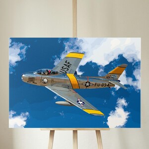F-86 Sabre Canvas, F-86 Print, Aviation Wall Art, Fighter Jet Canvas, Fighter Jet Wall Decor, Military Gift, Aviation Artwork, Aviation Gift