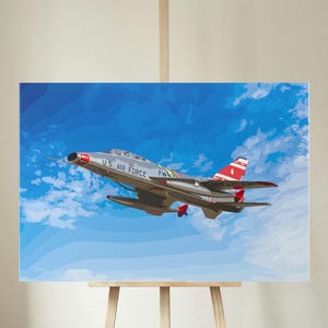 F-100 Super Sabre Canvas, F-100 Print, Aviation Wall Art, Fighter Jet Canvas, Fighter Jet Wall Decor, Military Gift, Aviation Artwork