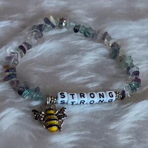 Bee Strong Flourite Gemstone Bracelet.