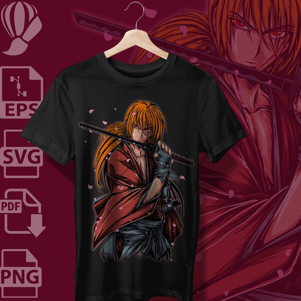 samurai anime / SVG / PNG/ Anime Fan Art/ Cool Anime Shirt, gift svg, anime mug png, anime lover gift, anime svg, anime png
