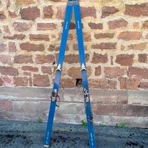 Vintage wooden skis 60s/70s Elan French mountain Old ski chalet decoration