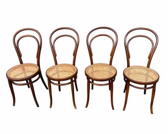 set of 4 Original Nr 14 Bentwood Chair Fischel Glarus Hoffmann thonet mundus Austria Circa 1910 – Antique Vienna Café Chair Thonet