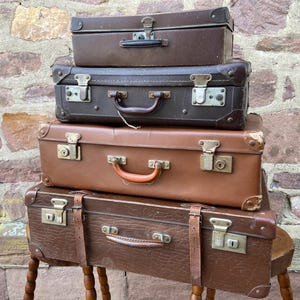 Incroyable set de 4 valises vintage sacoche valise mallette voyage french luggage 1930/1950