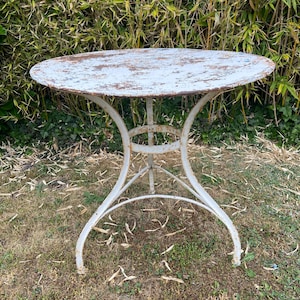 pedestal table iron metal garden bistro 60s vintage metal iron table garden romantic patio table