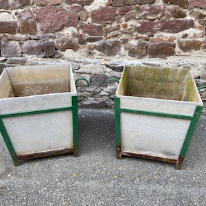 Pair of Large planters in fiber cement and metal 1950 eternit willy Guhl