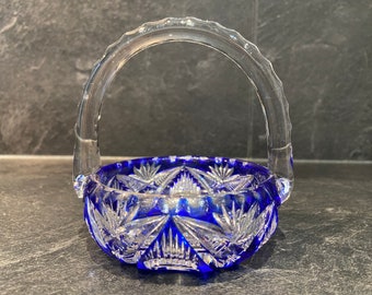 Petite coupe Panier cristal vide poche en cristal de bohême French 1960s