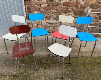 ref 688 suite de 6 chaises dépareillées formica vintage 1960 mid-century french vintage chairs