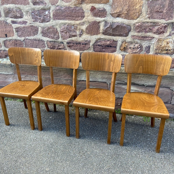 set of 4 bistro chairs Bentwood Restaurant Paris bistro baumann 1970 vintage Bentwood Ton style thonet Fischel baumann