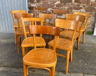 Réf 234 Lot 10 Chaises bistrot Thonet Fischel restaurant dépareillées dismatch bois courbé Brasserie bentwood French chair baumann 1950/60s