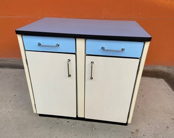 Buffet enfilade vintage en formica bleu 1960