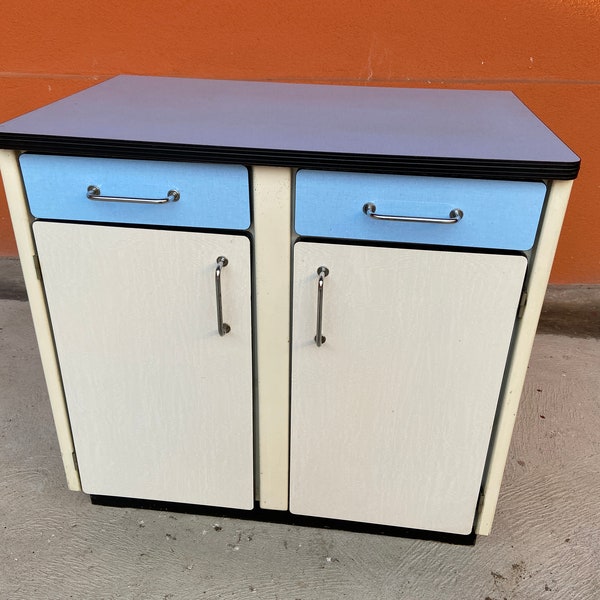 Buffet enfilade vintage en formica bleu 1960