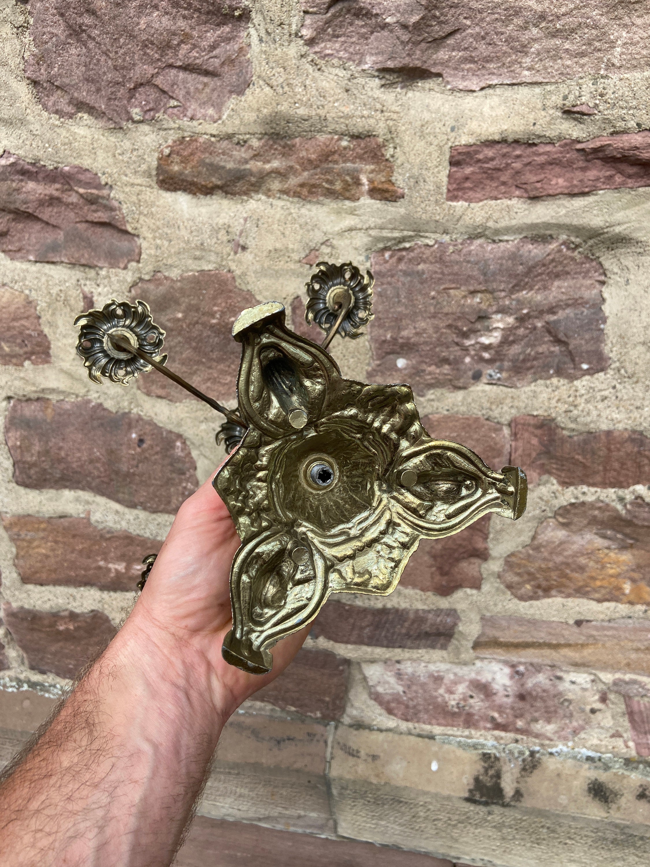 CHANDELIER LAITON SCULPTURE Putto Art Saint Ornement Vintage 306207805467
