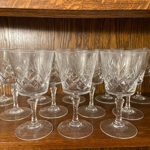 12 vintage cut crystal water glasses No Baccarat France Baccarat 70s