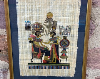 Véritable papyrus Egyptien peint à la main encadré