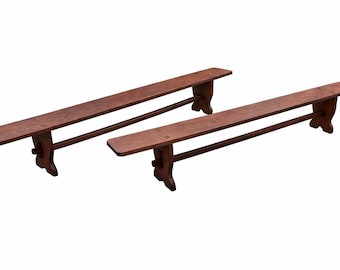 Paire de bancs de ferme 300 cm chêne oak Refektorium bank monastère Alsace tavola dei fratelli 1950