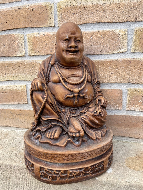 Vintage Chinese Laughing Buddha Statue in Resin Sikhi Buddha
