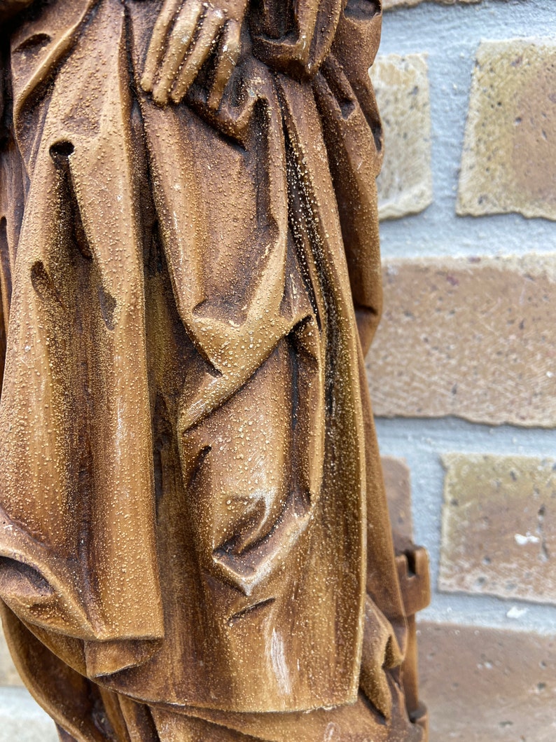 statue vintage madera de Santa Barbara Sainte Barbe pompier catholique religion image 4
