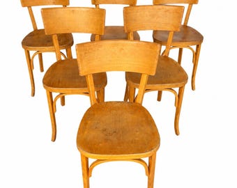 chaises Viennoise Bois courbé Restaurant Paris bistrot baumann 1960 vintage Bentwood Ton style thonet Fischel