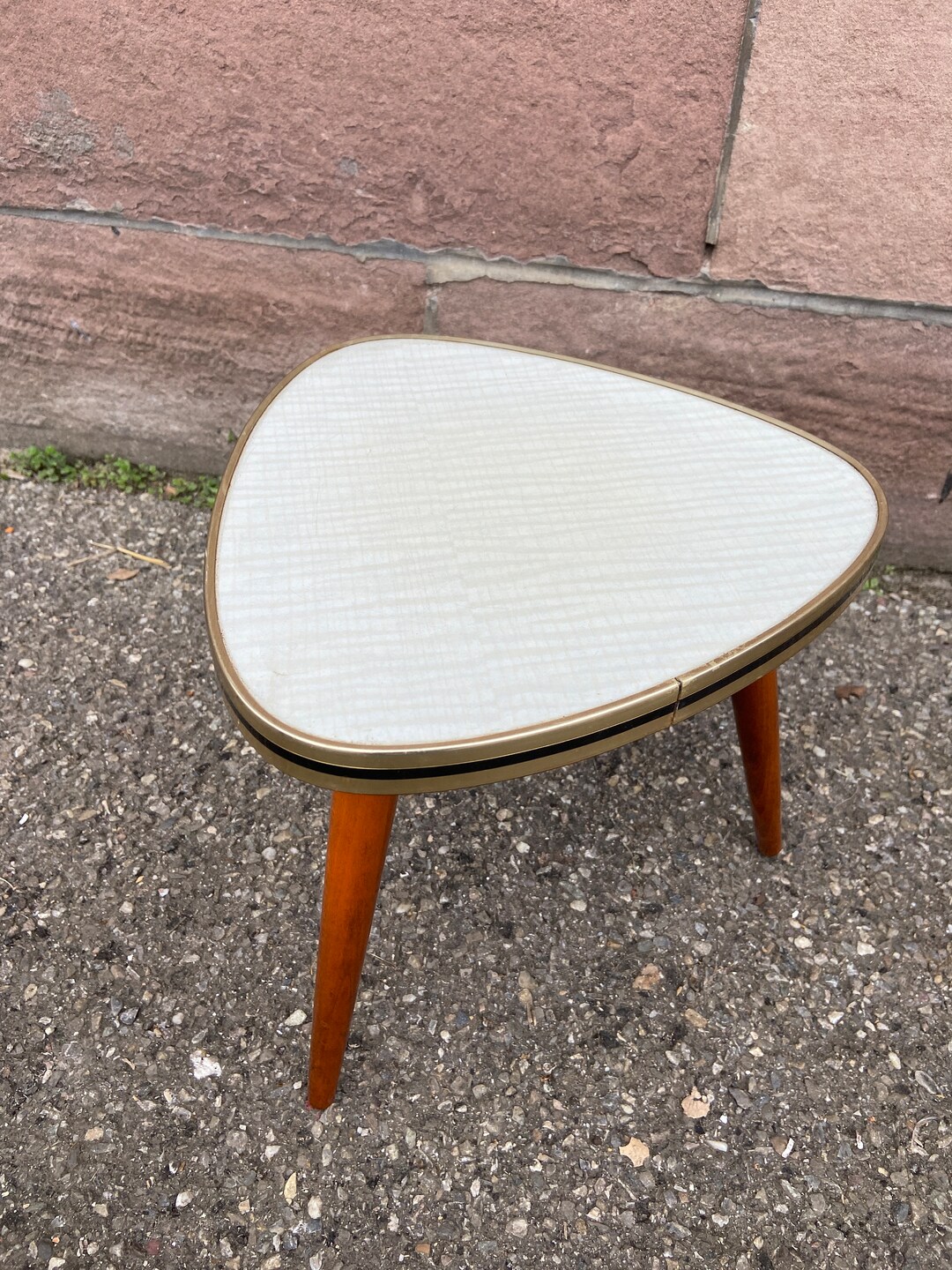 Formica Pedestal Table Small Vintage Coffee Table Tripod Plant Holder