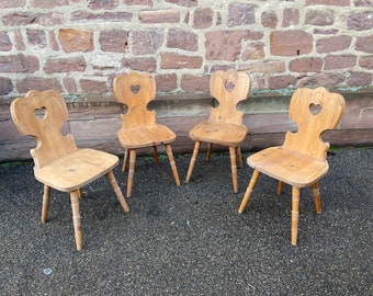 4 chaises café Restaurant ALSACE Type Windsor Chaises bois Western bistrot style Hutten vintage 70s