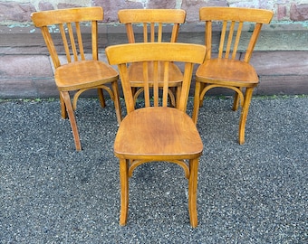 4 chaises française modèle Café brasserie bois courbé des années 1950/60