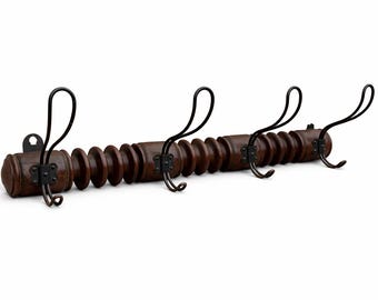 Patères Porte manteau mural en bois rustique french coat rack 1930s faux bambou