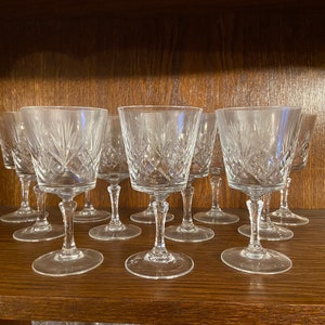 12 vintage cut crystal white wine glasses No Baccarat France Baccarat 70s