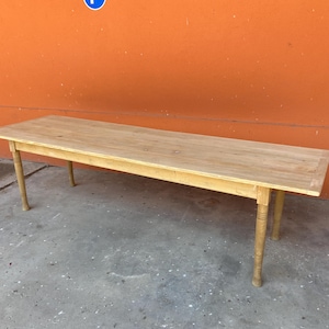 Large farmhouse table 280 cm in fir 1900 brasserie natural raw wood brasserie Adelshoffen