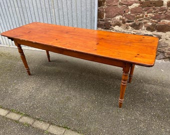 Duży alzacki stolik kawowy bistro Stół bistro z jodły francuskiej rok 1930