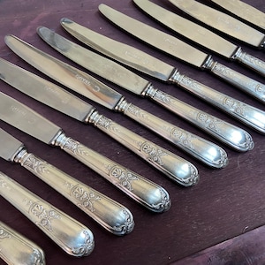 12 Royal Silver Plated Table Knives Set No Christofle silver French silver-plated