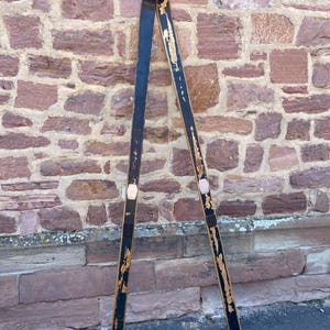 Vintage wooden skis 1950s French Old ski chalet decoration 225 cm