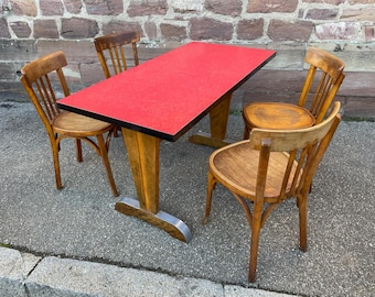 ref 712 table de café bistrot Art Deco parisienne Mid-century French Paris bistro table formica 1950