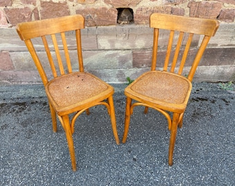 Pair of 1950s Thonet Fischel Shabby Chic Bentwood Bistro Cafe Chairs
