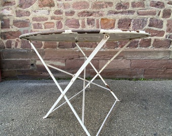 pedestal table iron metal garden bistro 60s vintage metal iron table garden romantic patio table