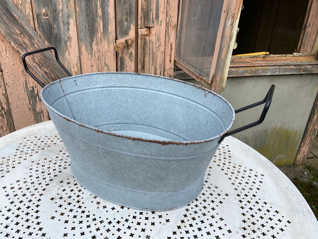 Lessieveuse Bucket Bassine lessiveuse Galvanisé zinc baignoire vintage bac à fleurs ...