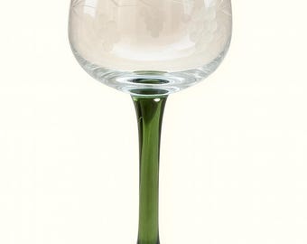 6 copas de vino de cristal de Alsacia, copas de vino del Rin talladas en cristal, década de 1970