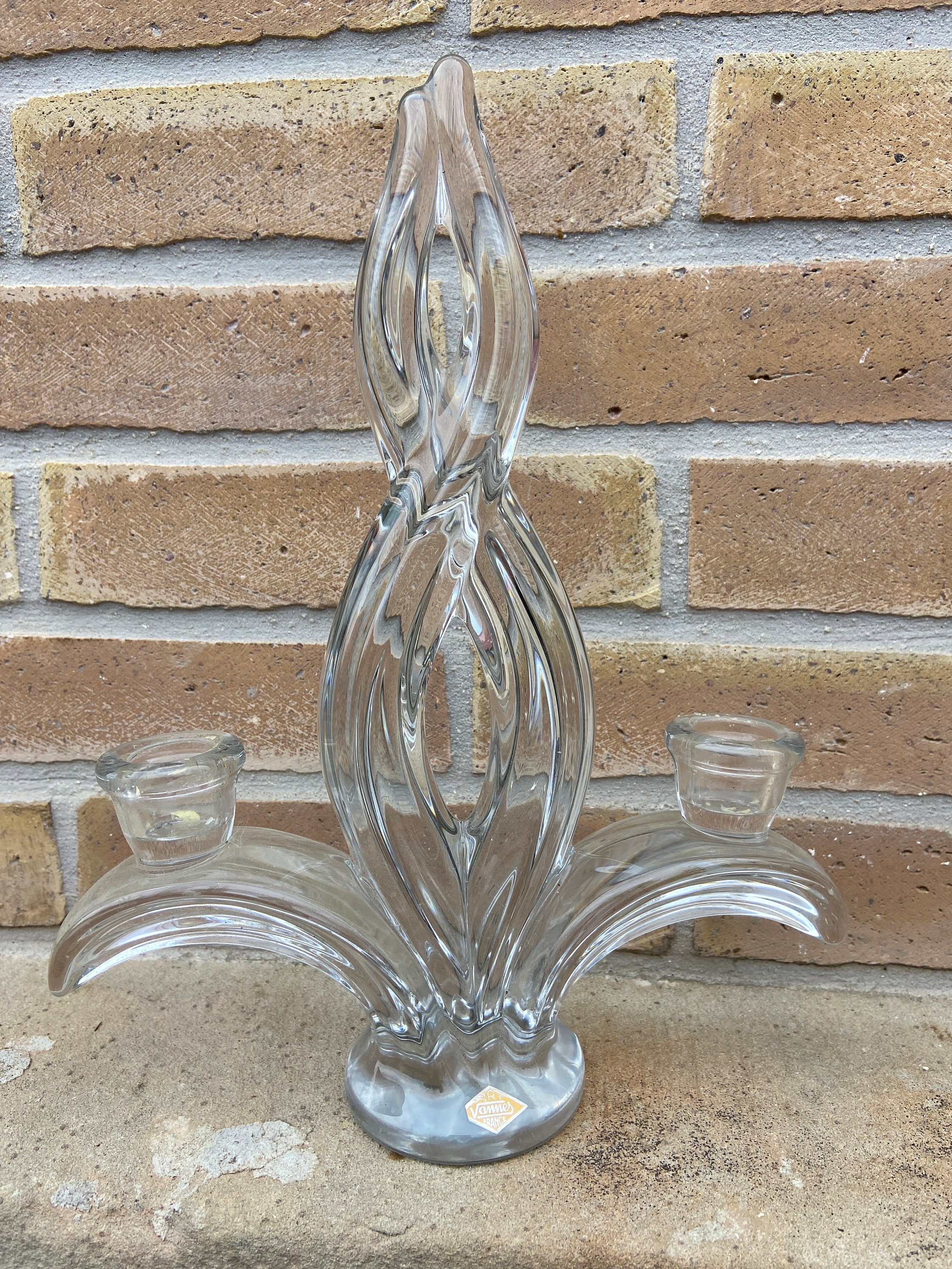 CANDLE HOLDER Crystal Candlestick From VANNES Art Deco Model France - Etsy, image size:2250x3000