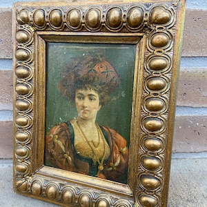 1904年頃のアンティークパステル画「女性の肖像画」。額装なし