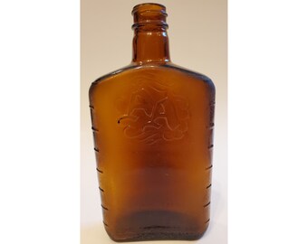 Antique 1942 AA Ancient Age Whiskey Half Pint Amber Brown Glass Empty Bottle