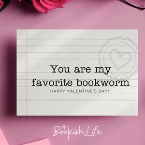 Book Lover Valentine Card Valentine Card You are my favorite bookworm card image 1