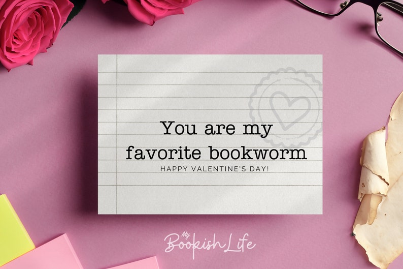 Book Lover Valentine Card Valentine Card You are my favorite bookworm card image 1