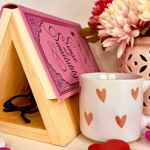 Wood Book Stand Book Holder Bookmark Stand Triangular Book Rest Valentine's Book Lover Gift image 3