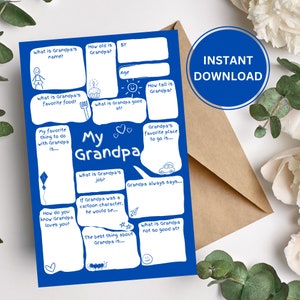 Carte DIY pour grand-père | Carte de fête des pères à remplir pour grand-père | Cadeau souvenir | Jolie carte d'anniversaire pour grand-père | Téléchargement instantané
