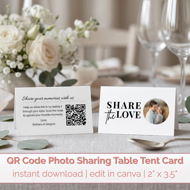 Wedding Photo Qr Code Example Tent Qr Codes Wedding - Etsy UK